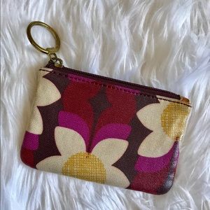 Fossil pink floral zip coin pouch